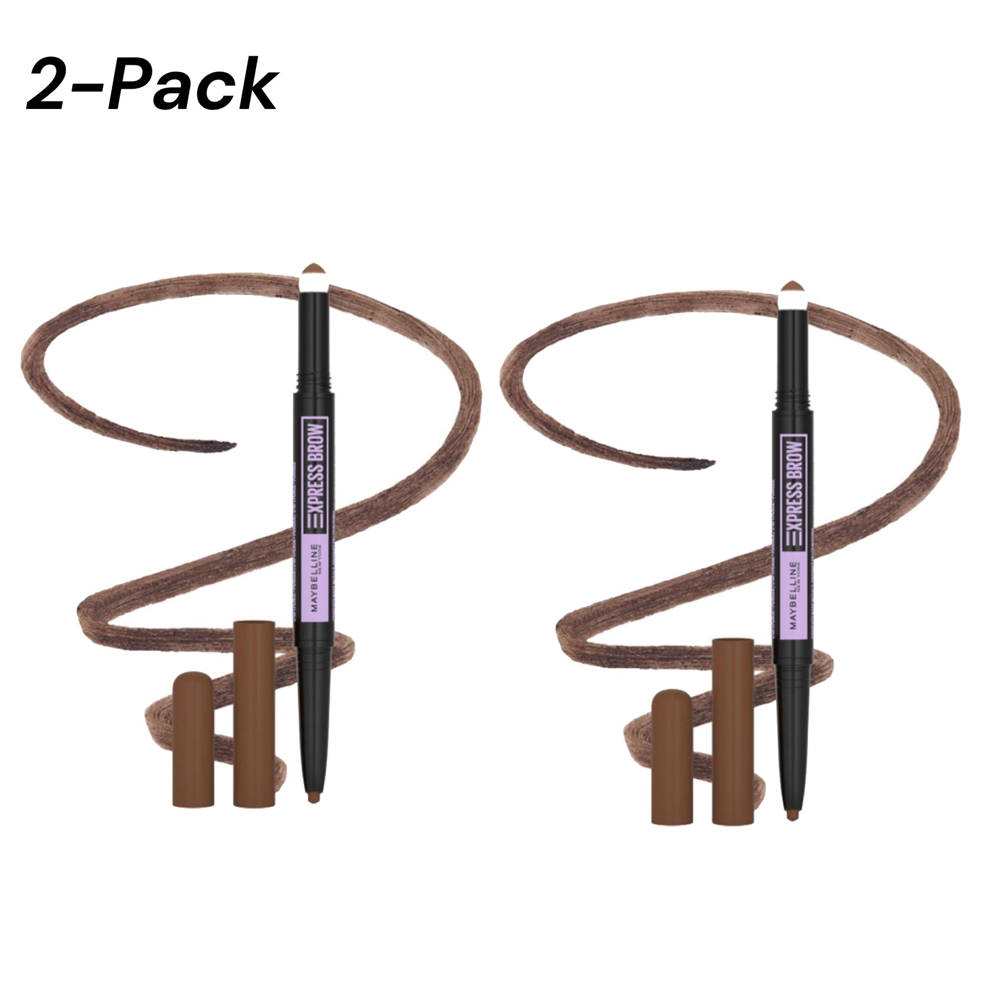 2-PACK – Maybelline Express Brow 2-In-1 Pencil and Powder Eyebrow Makeup, Soft Brown