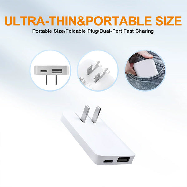 2-Pack Ultra-Slim 30W USB-C & USB-A Dual-Port Fast Charger