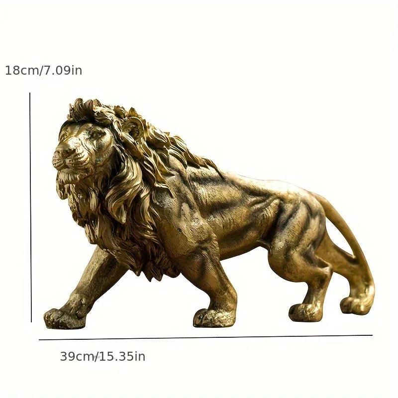 Majestic Walking Lion Sculpture – Antique Bronze Decorative Figurine