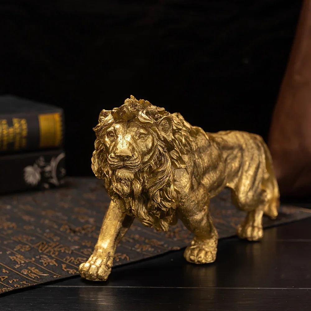 Majestic Walking Lion Sculpture – Antique Bronze Decorative Figurine