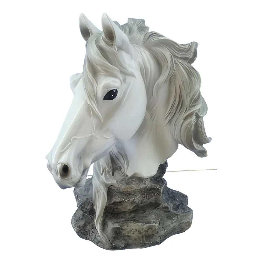 Majestic White Horse Bust Resin Sculpture