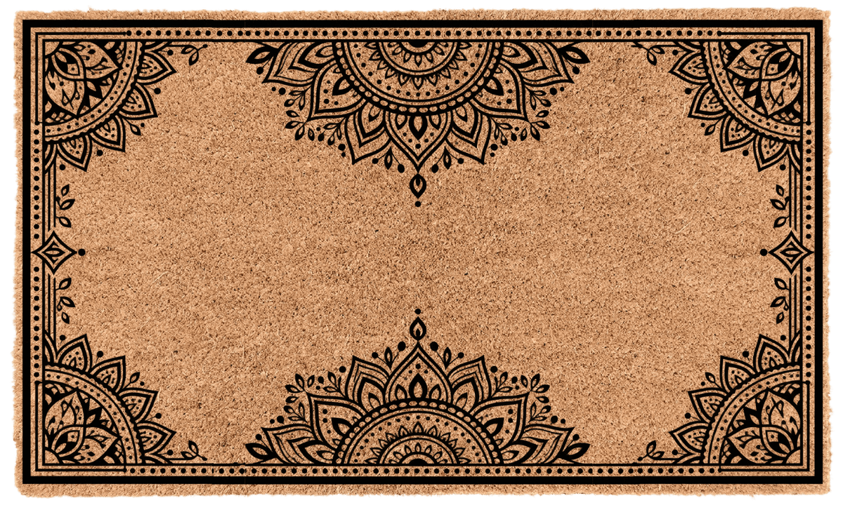 Mandala Border Personalized Coir Mat