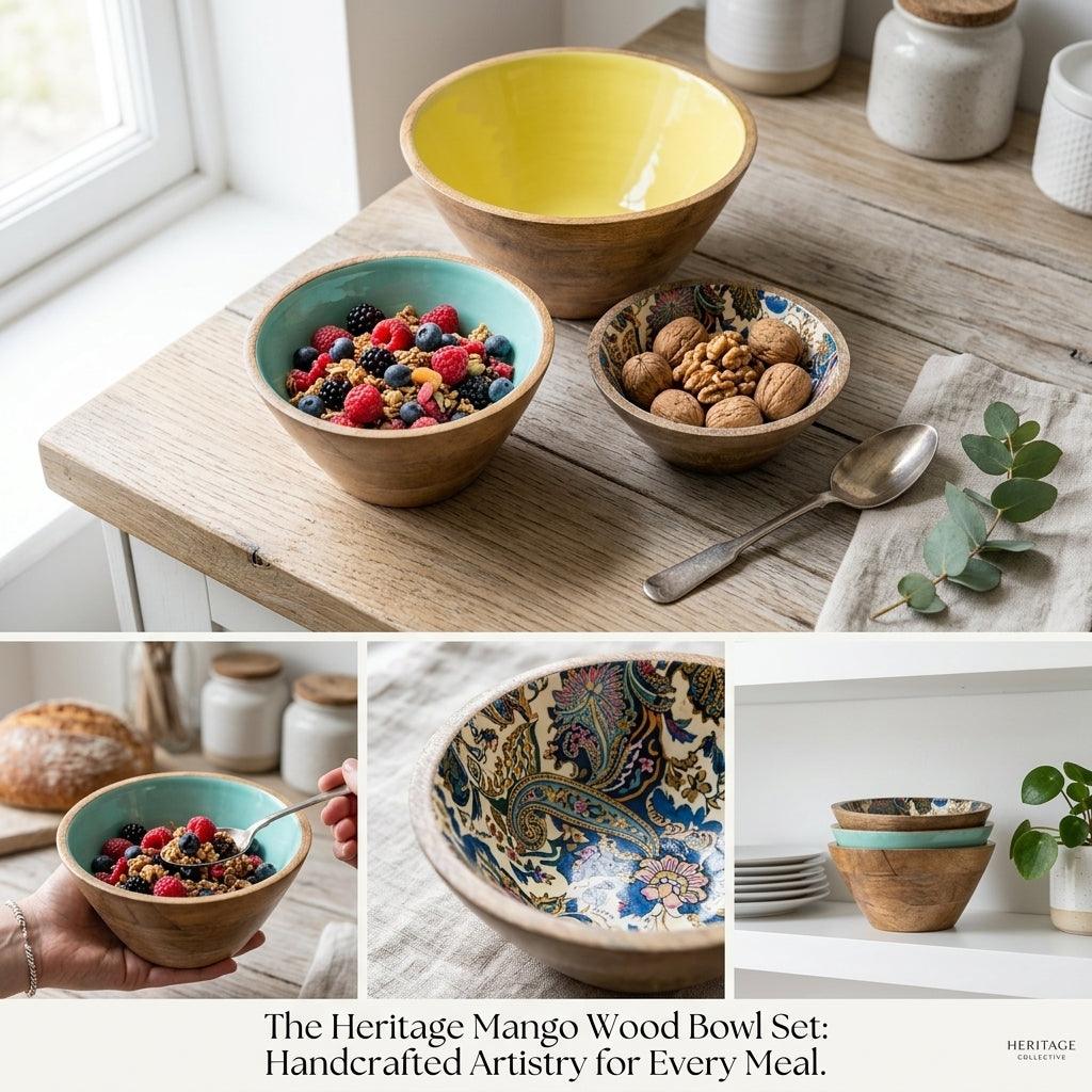 House of Avana Mango Wood Bowl Set of 3