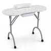 Foldable Portable Manicure Table with Drawer Casters and Cushion-White