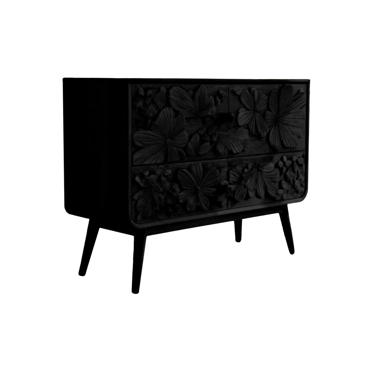 Maravi Hand-Carved Botanical Solid Wood Sideboard Cabinet
