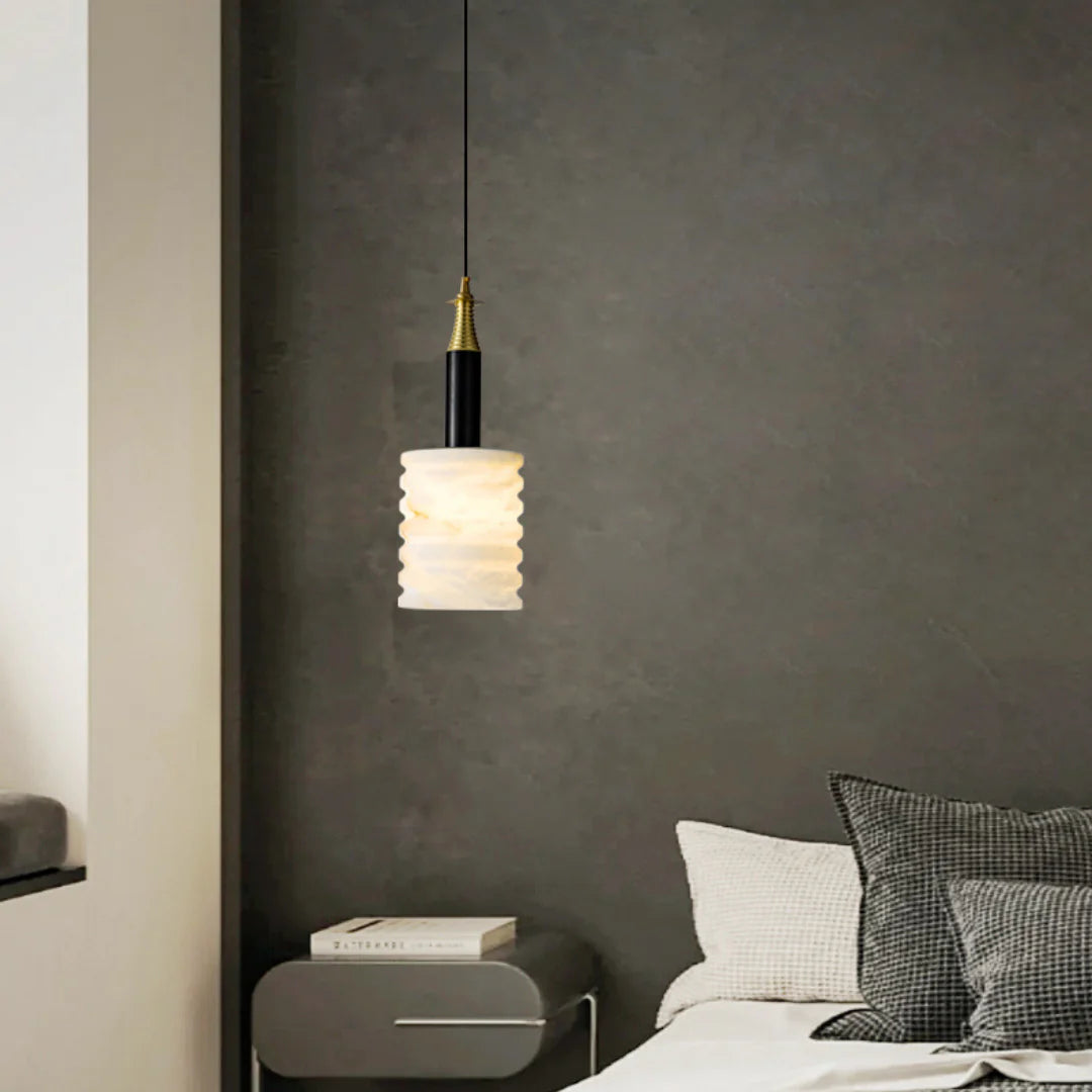 Modern Cylindrical Alabaster Pendant Lamp