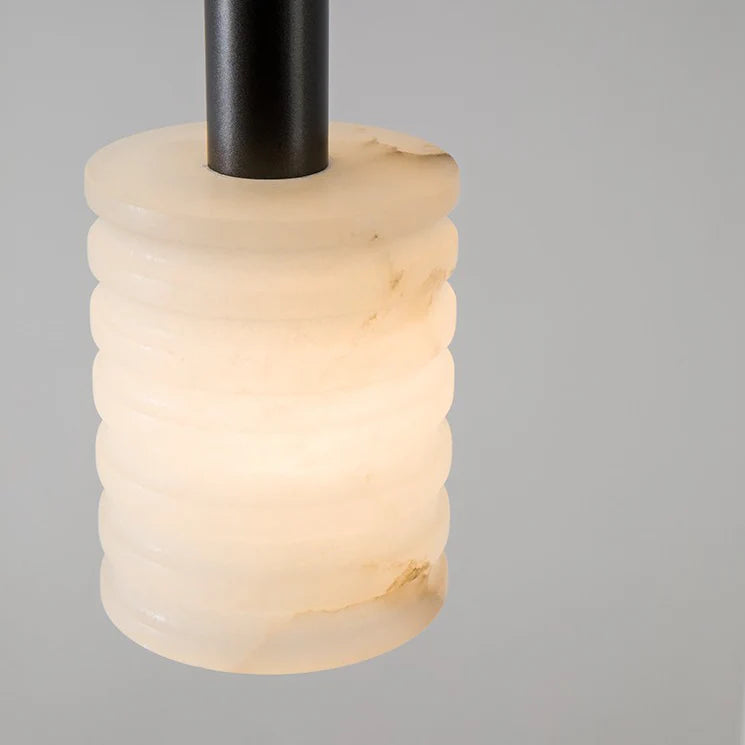 Modern Cylindrical Alabaster Pendant Lamp