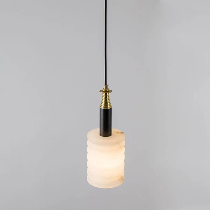 Modern Cylindrical Alabaster Pendant Lamp