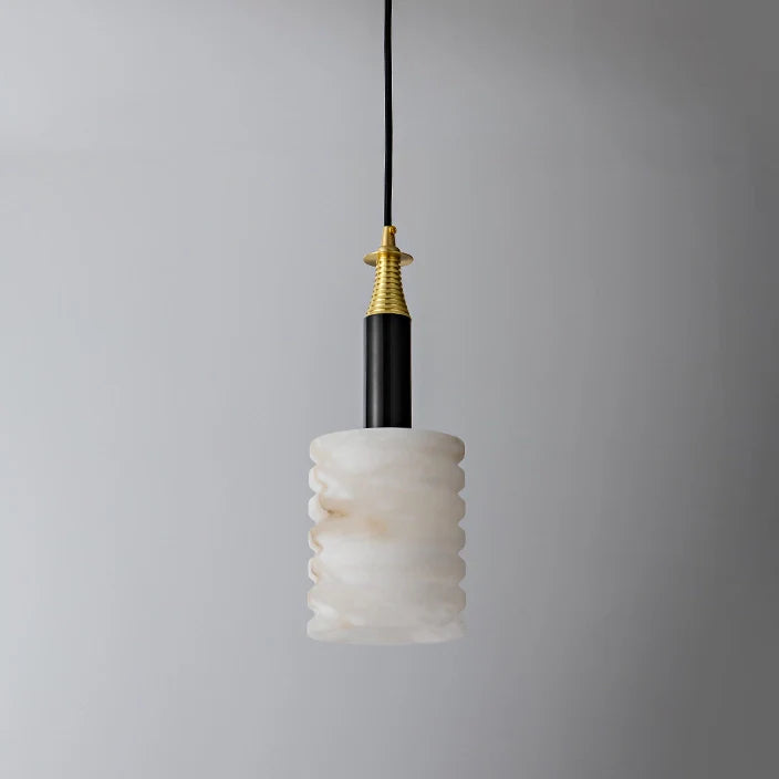Modern Cylindrical Alabaster Pendant Lamp