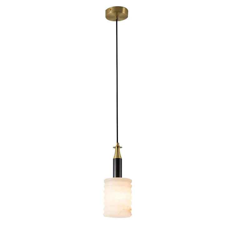 Modern Cylindrical Alabaster Pendant Lamp