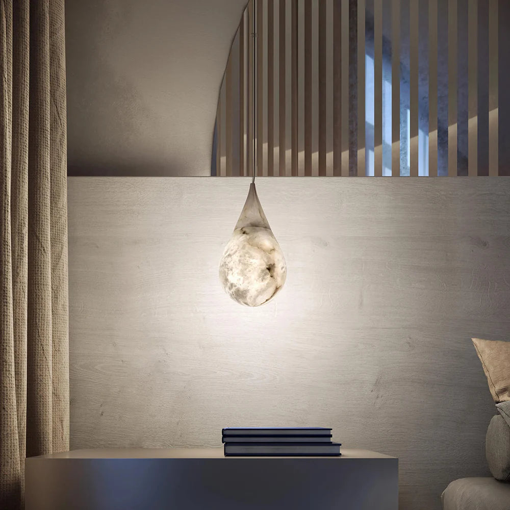 Alabaster White Raindrop Pendant Light