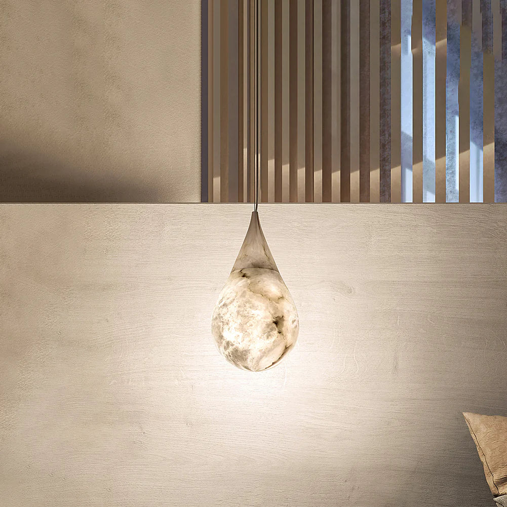 Alabaster White Raindrop Pendant Light
