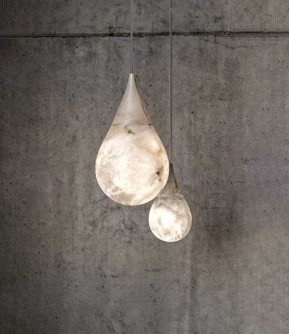 Alabaster White Raindrop Pendant Light