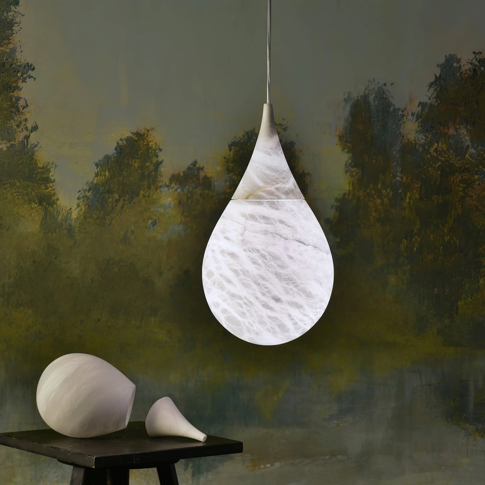 Alabaster White Raindrop Pendant Light