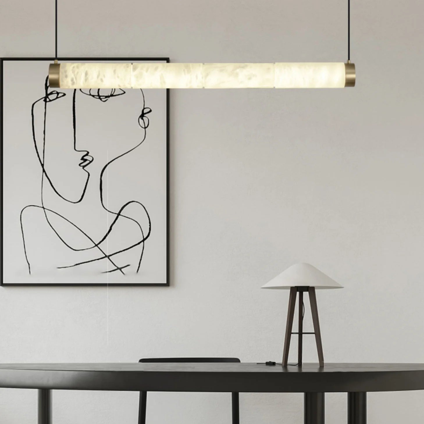 Strip Alabaster Chandelier