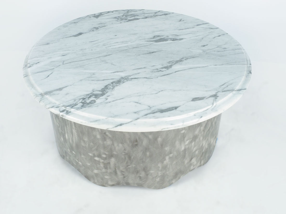 Round Marble Table with Wave Base