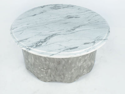 Round Marble Table with Wave Base