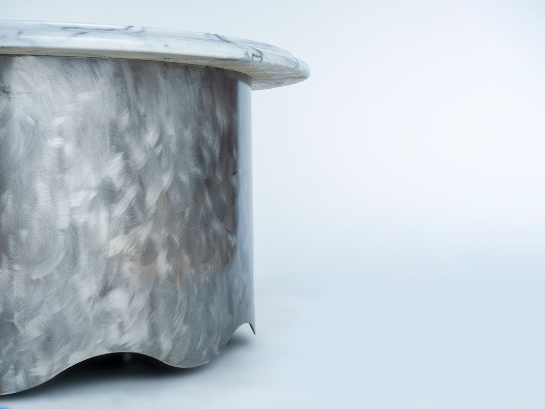 Round Marble Table with Wave Base