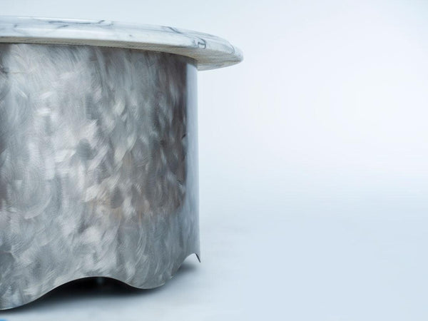 Round Marble Table with Wave Base