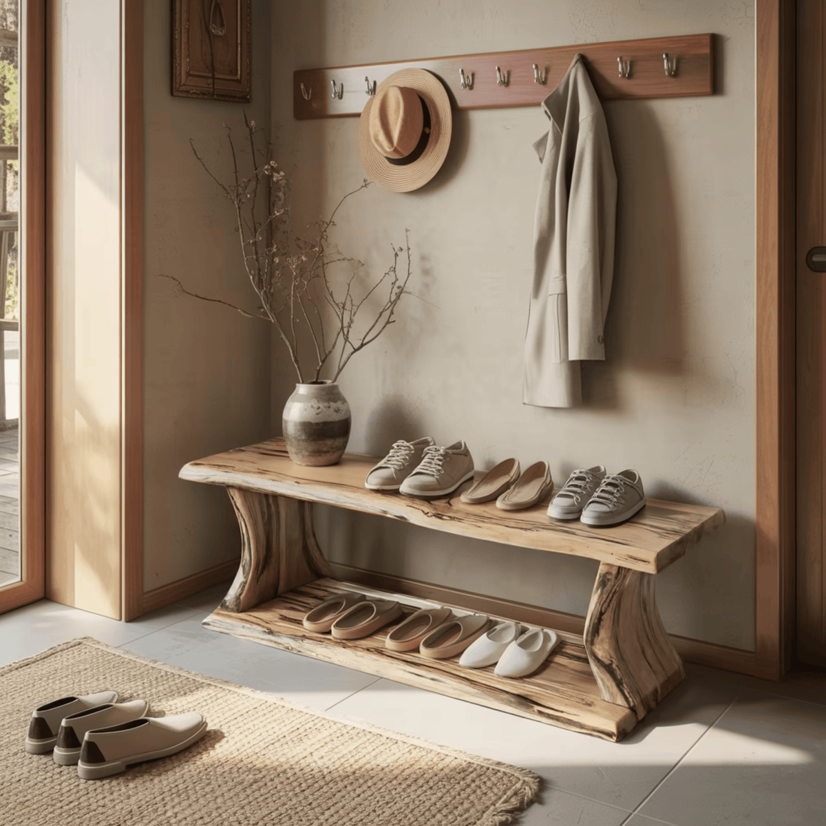 Maren Modern Rustic Solid Wood Shoe Rack