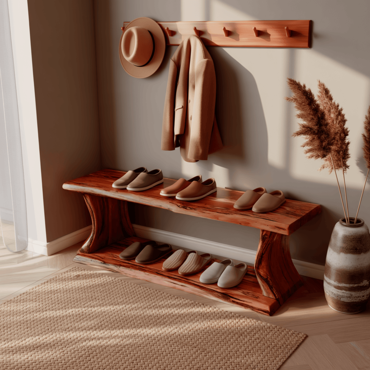 Maren Modern Rustic Solid Wood Shoe Rack