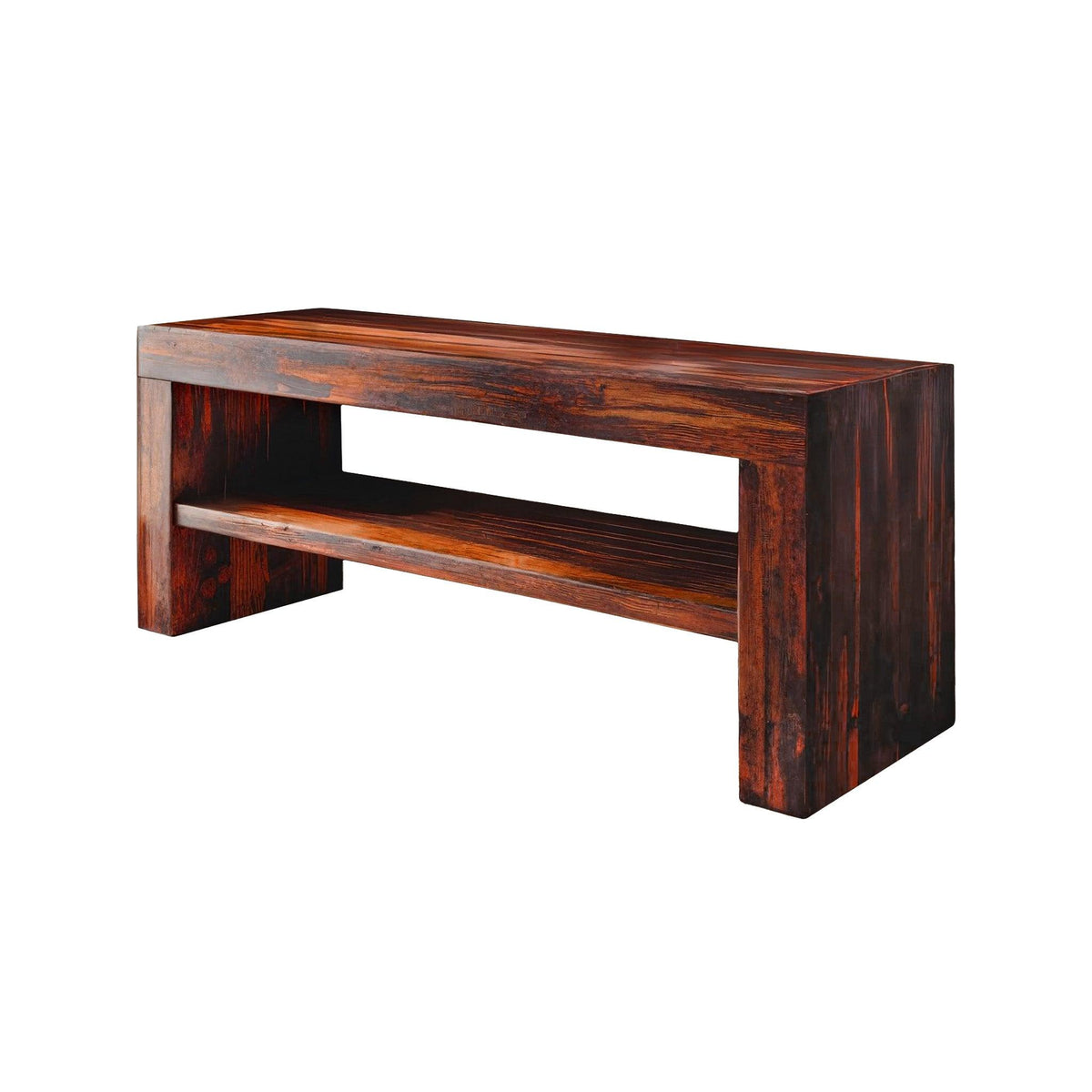Mareta Coastal Handcrafted Solid Wood Freestanding Bathroom Vanity with Open Storage