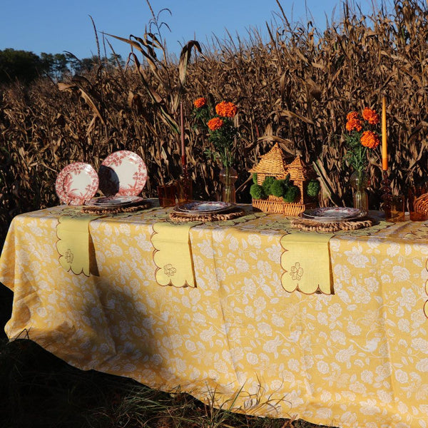 Marigold Flora Parlour Premium Linen Tablecloth