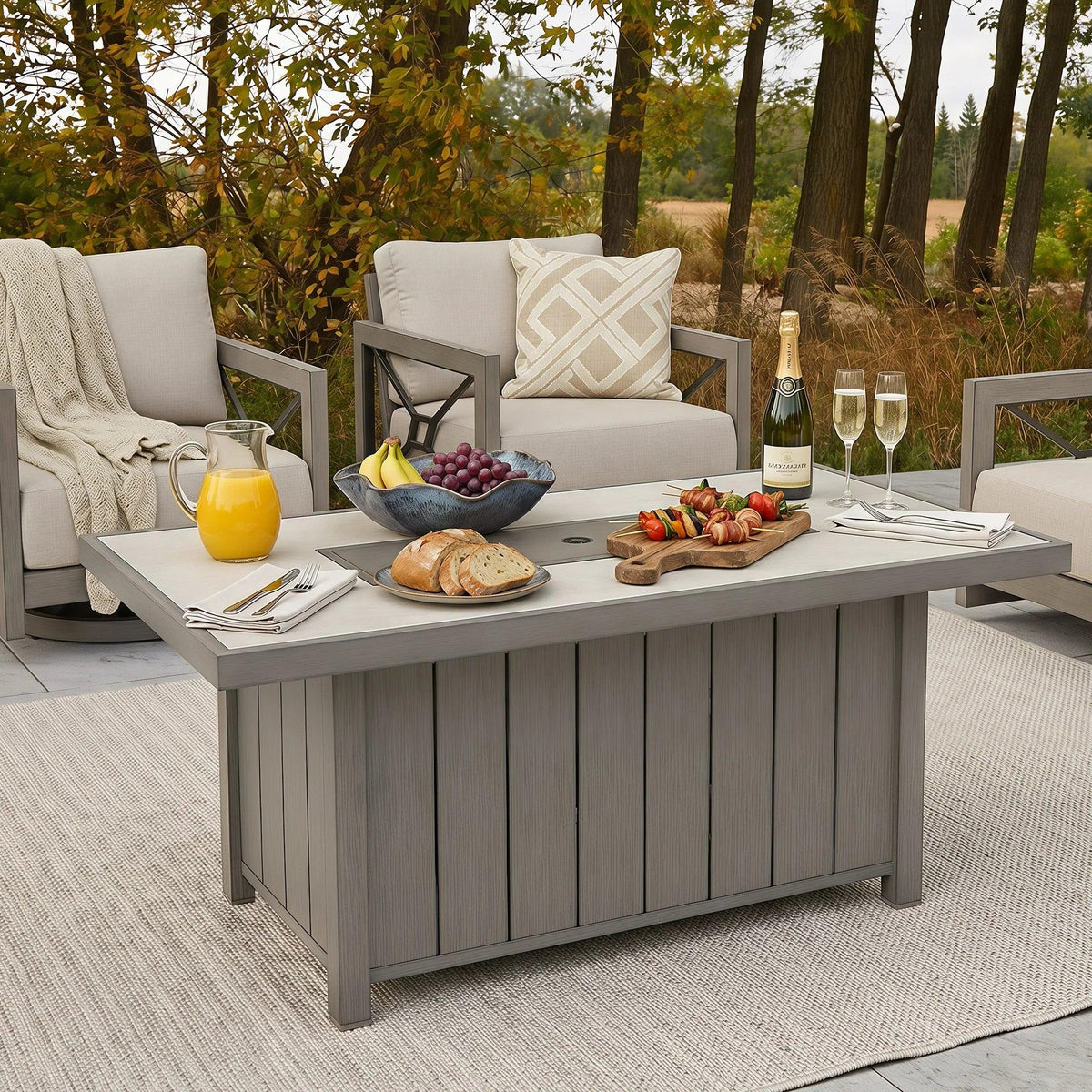 Marindo Patio 56.5'' Propane Smokeless Rectangular Fire Pit Table