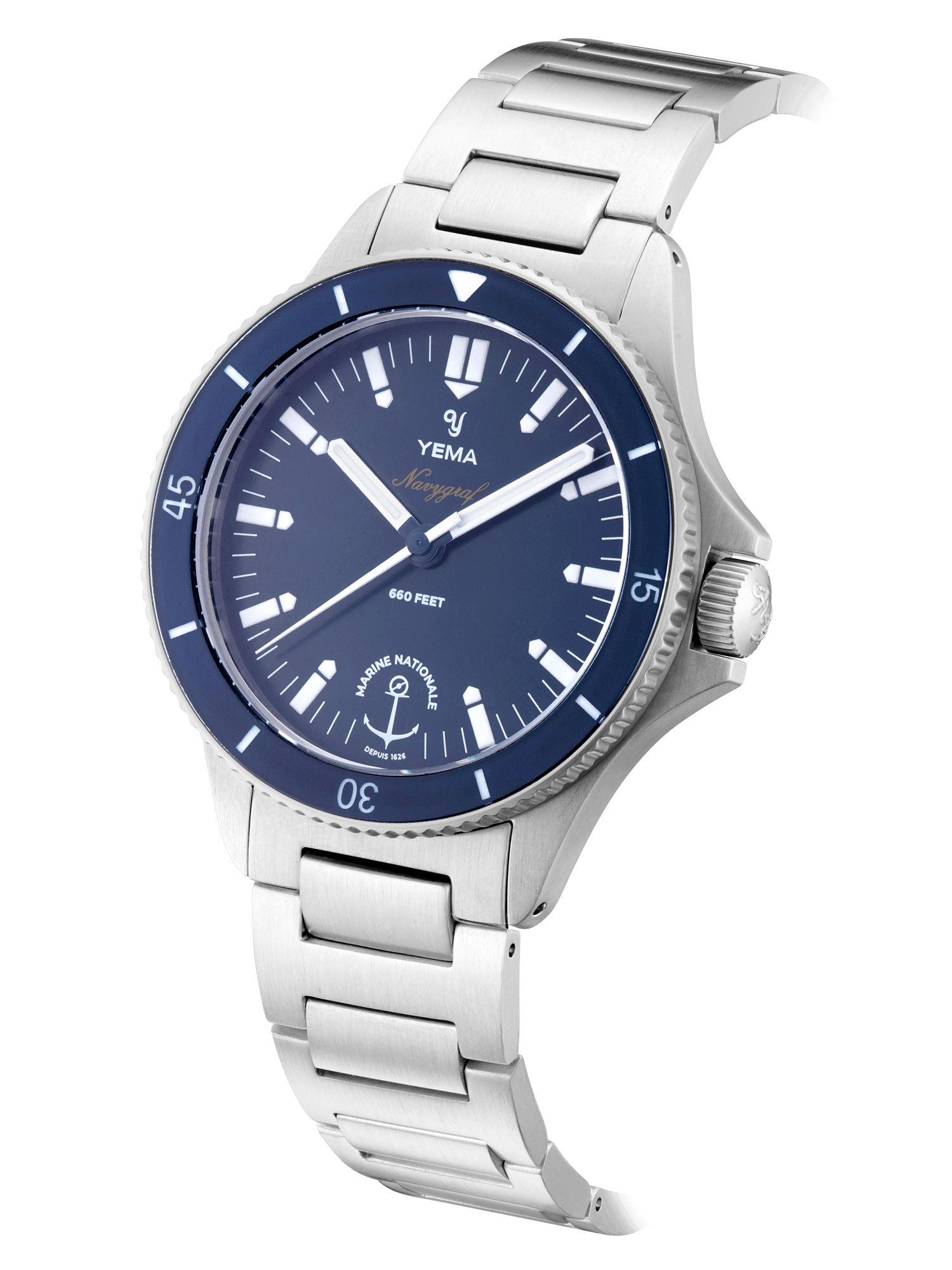 YEMA Navygraf Marine Nationale Quartz Diver Steel | YMHFMN39-GM
