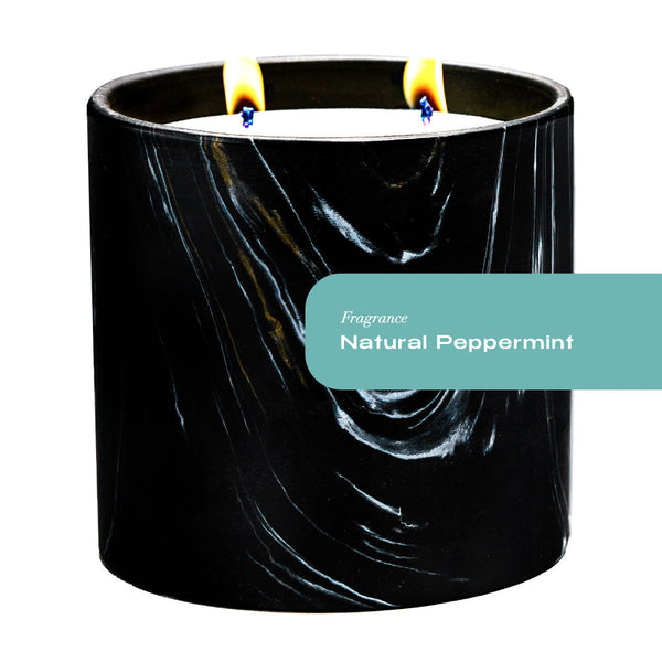 Natural Peppermint Black Marquina Candle 17oz