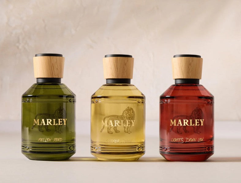 Masculine Deluxe Discovery Set for Men by Bob Marley - Three bottles of Marley scents on a neutral background