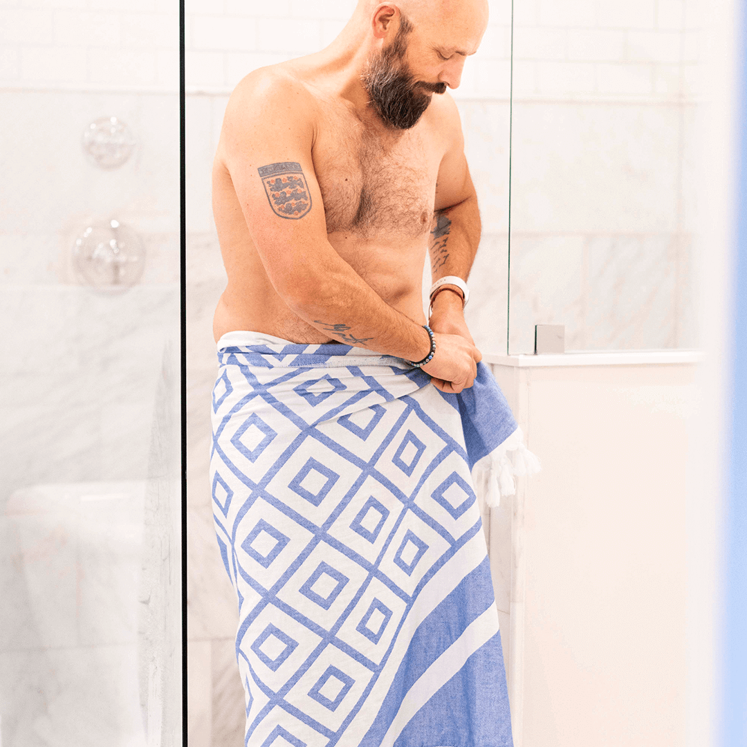 Turkish Towel | Body Towel | Blue + White