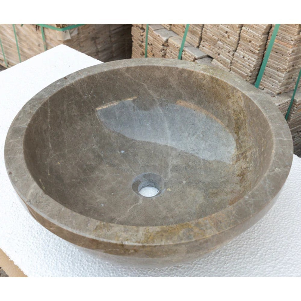 Maya Grey Natural Stone Marble Drop-in Vessel Sink Polished (D)16