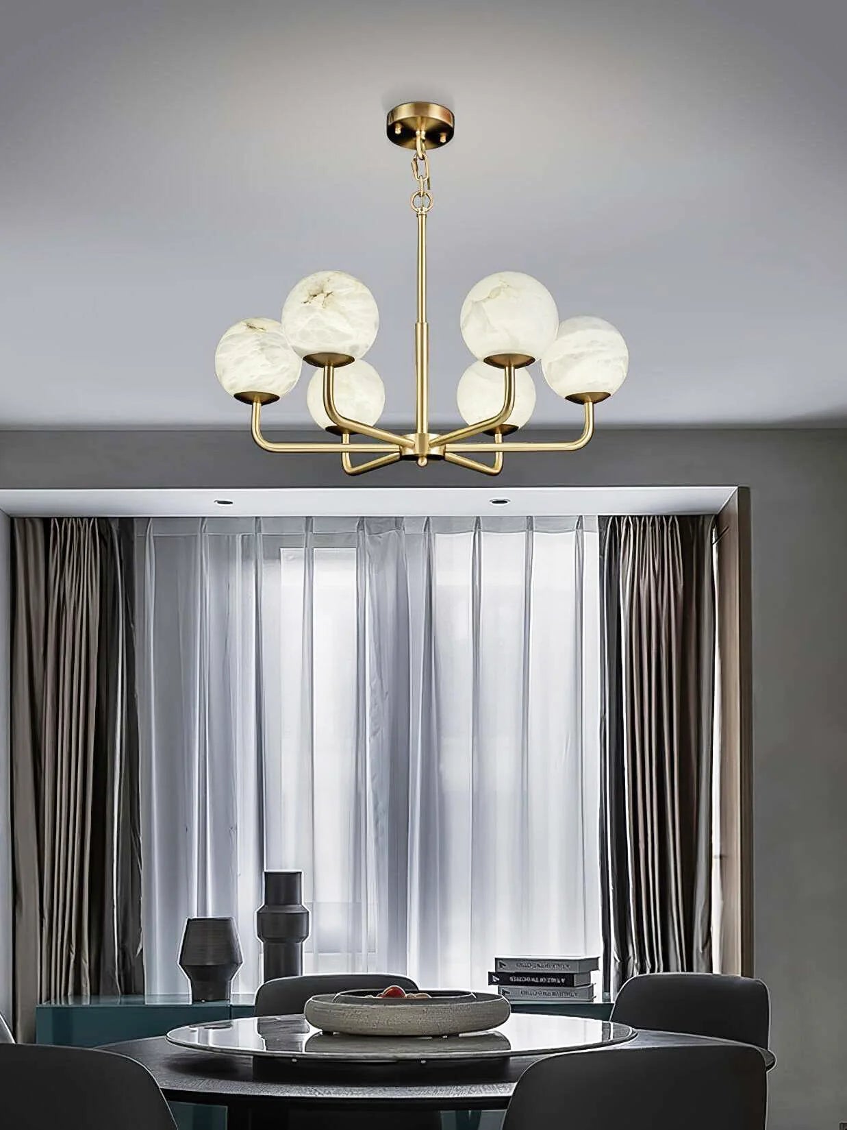 Alabaster Maytoni Erich Brass Chandelier