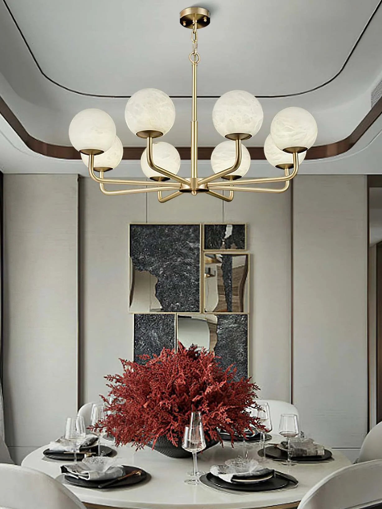 Alabaster Maytoni Erich Brass Chandelier