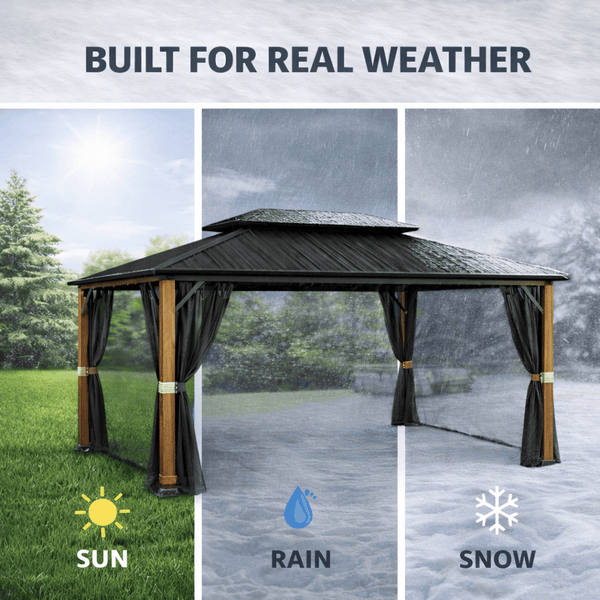 Shade N' Shelters 12' x 14' McKinley Hardtop Gazebo with Mosquito Netting