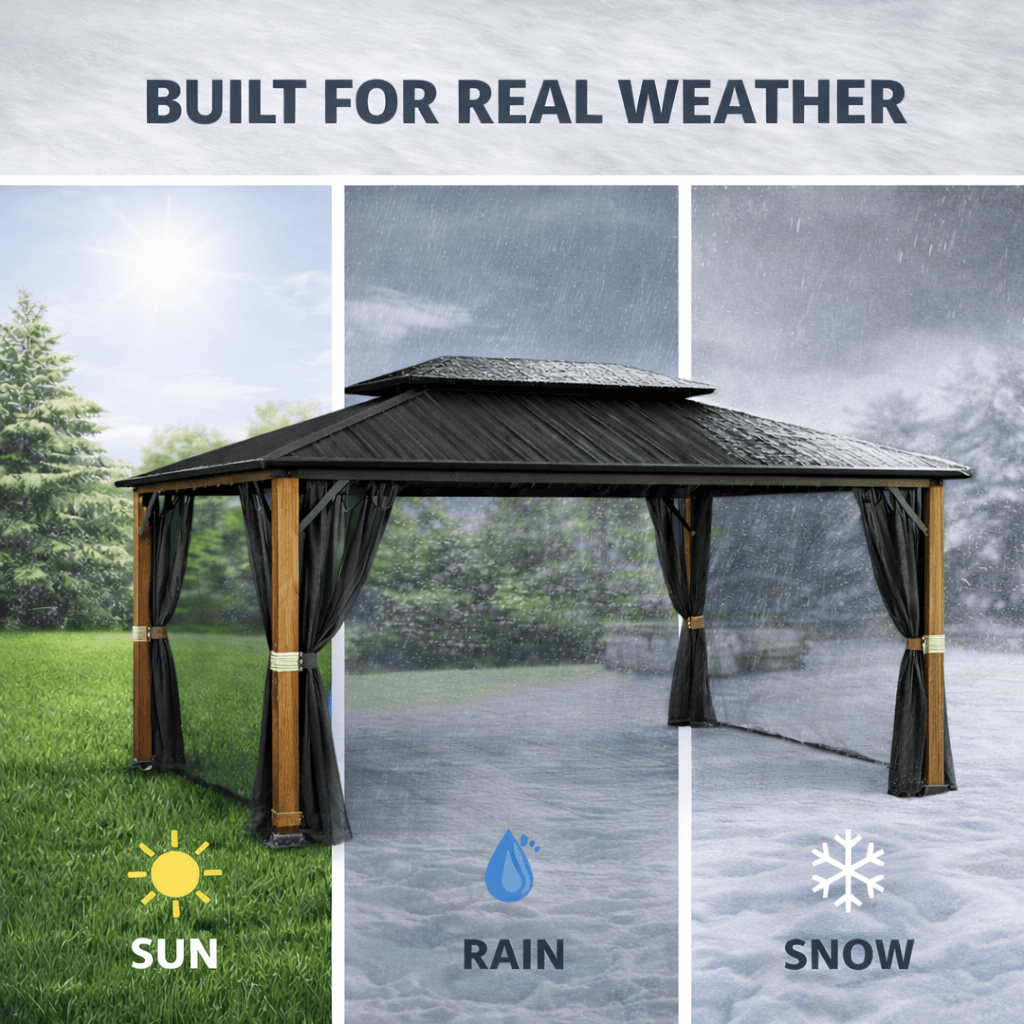 Shade N' Shelters 10' x 12' McKinley Hardtop Gazebo with Mosquito Netting