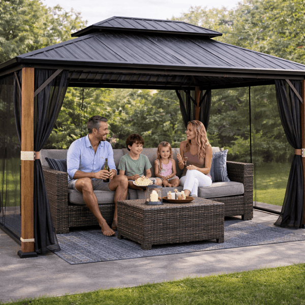 Shade N' Shelters 12' x 14' McKinley Hardtop Gazebo with Mosquito Netting