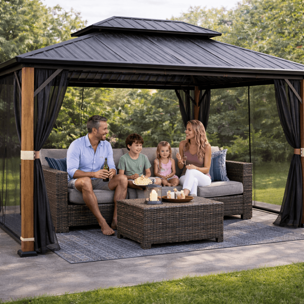 Shade N' Shelters 10' x 12' McKinley Hardtop Gazebo with Mosquito Netting