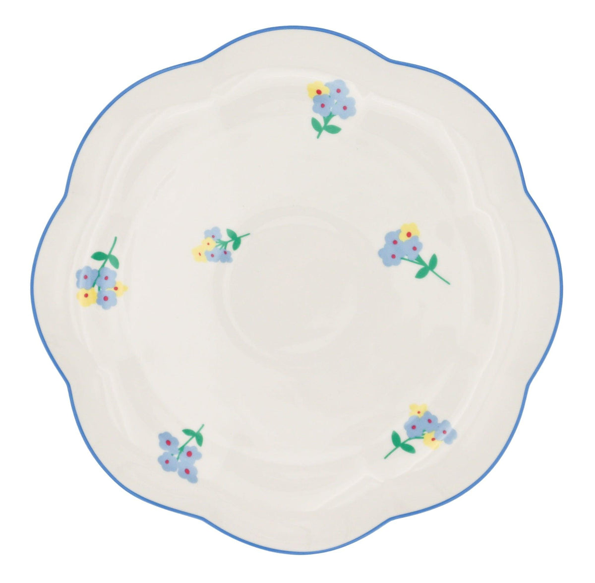 Meadow Flora Scalloped Ceramic Dinner Plates – Set of 4 (+1 Bonus Plate)