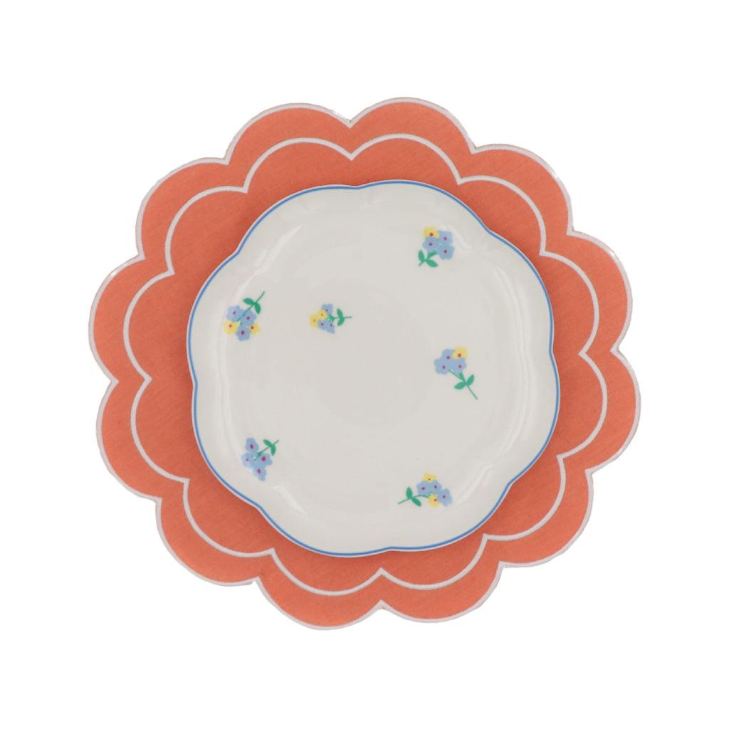 Meadow Flora Scalloped Ceramic Dinner Plates – Case of 12 (+3 Bonus Plates)