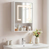 Medicine Cabinet with Mirror and 3 Color LED Lights Recessed or Wall Mounted-White