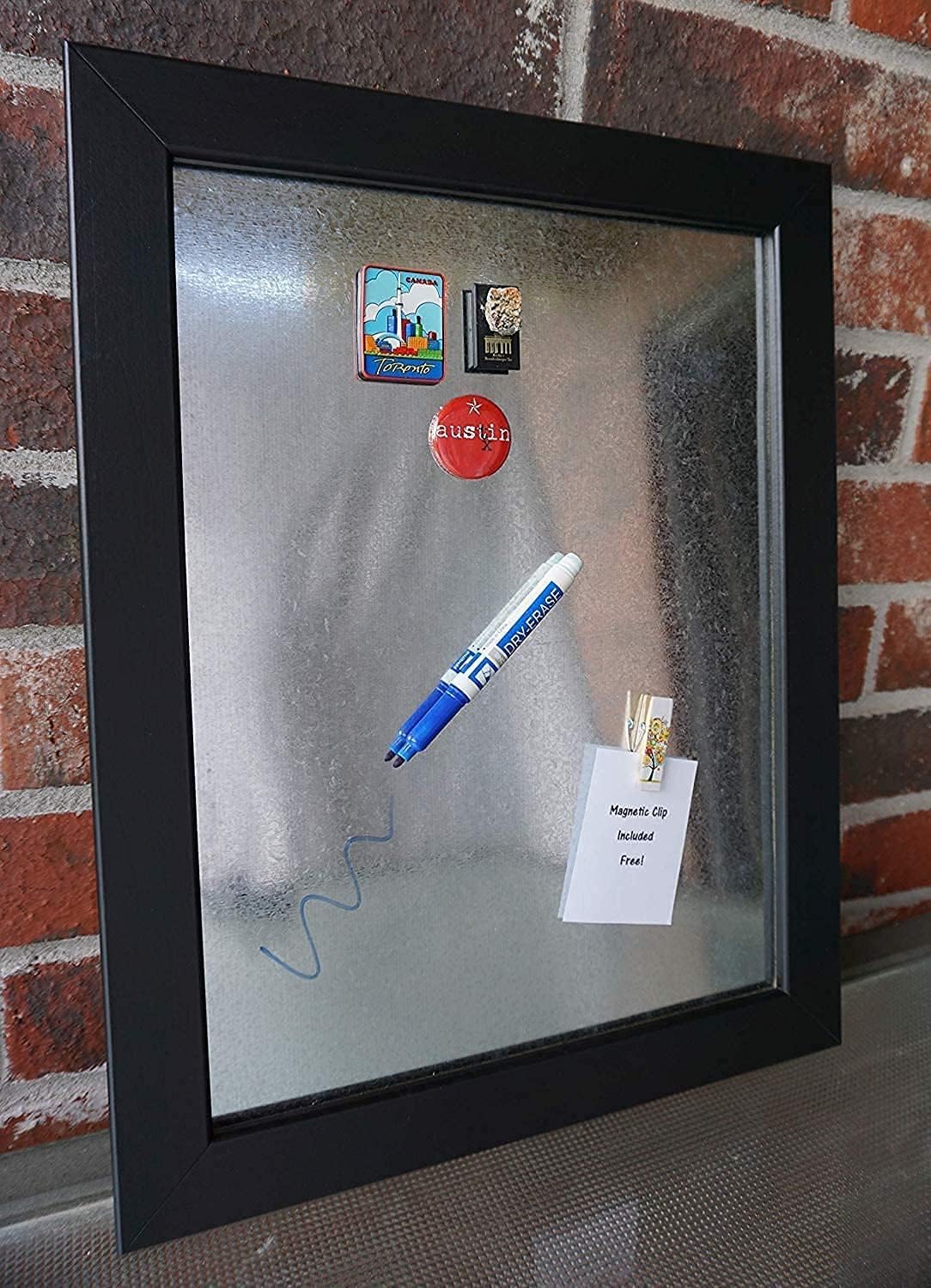 Magnetic Dry Erase Board 14 x18 – Rustic Black Wood Frame Galvanized Metal Memo