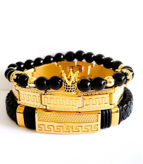 Men' s black onyx and hematite bracelet - Gifts for You 'n Me
