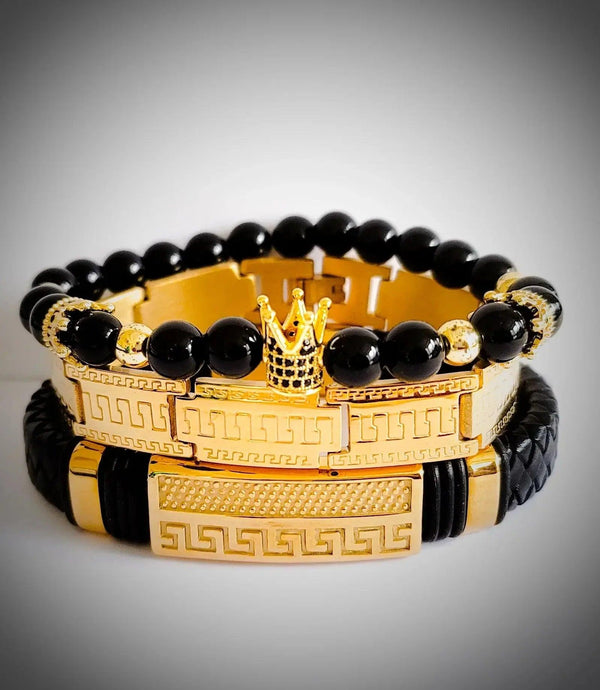 Men' s black onyx and hematite bracelet - Gifts for You 'n Me