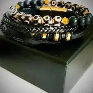 Men's Natural Stone Bracelet and Leather Set - Gifts for You 'n Me