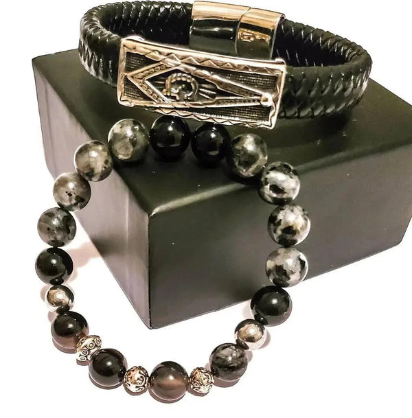 Men's Silver Masonic Bracelet Set - Gifts for You 'n Me