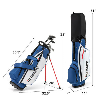 Mens LeftHanded Complete Golf Clubs and Bag Set Portable Lightweight Golf Stand Bag-Blue