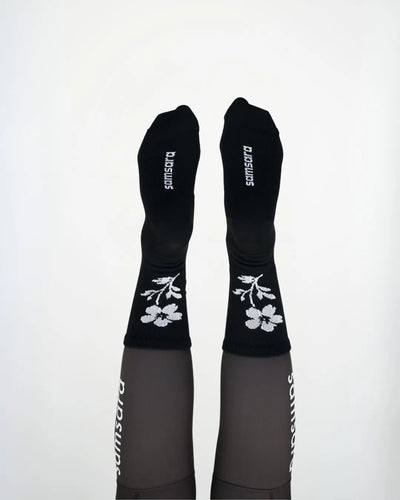 Merino Performance Socks - Black Floral