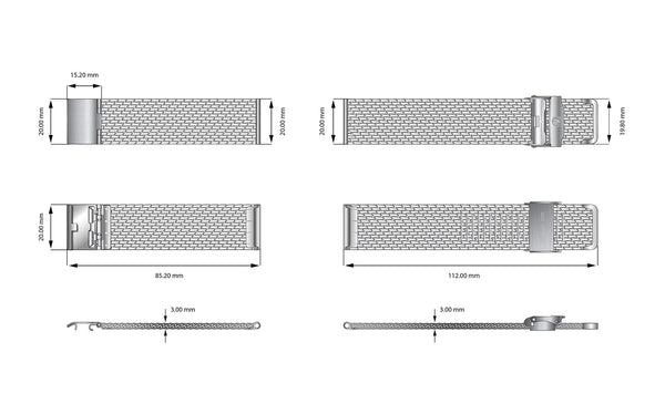 YEMA Mesh Steel Bracelet 20mm | SYMESH-20-SS